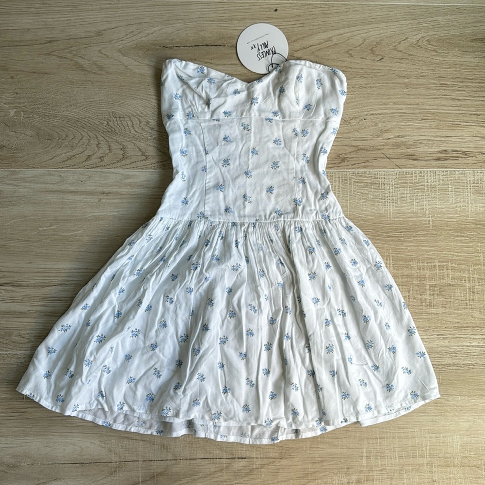 strapless princess polly new with tags white flower mini dress